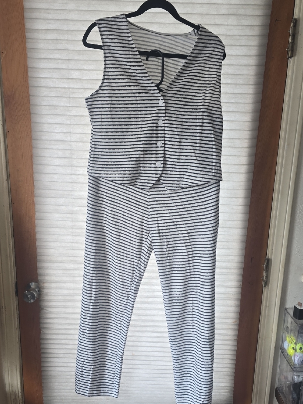 Striped Sleeveless 2 Piece Set  in White and Black